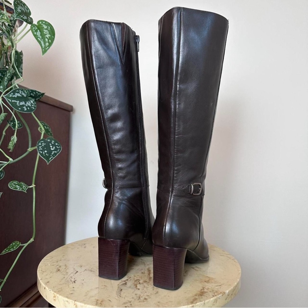 Vintage 90s 2000s knee high chunky square toe high heel boots, Gianni Bini. - Picture 6 of 6